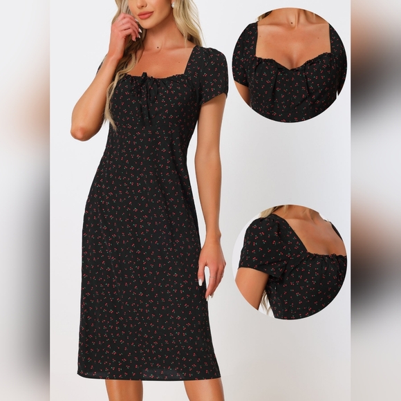 Retro Cherry Printed Midi Dress - Picture 5 of 5